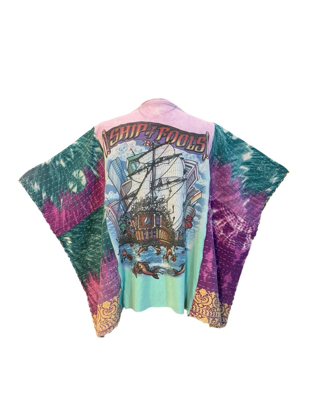 Handcrafted Upcycled Grateful Dead Kantha Tunic with Pockets NWT One Size - Picture 6 of 8